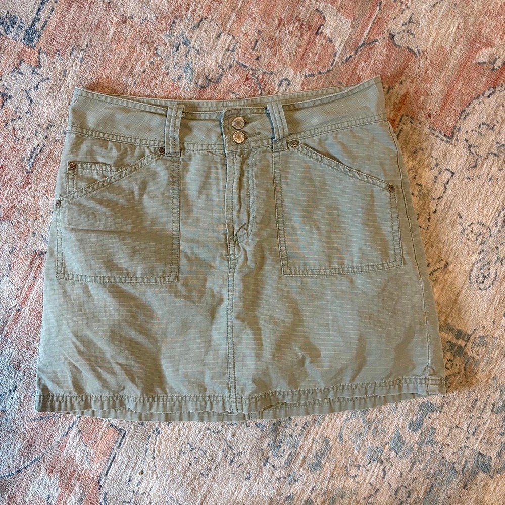 Faded Glory Womens Khaki Cargo Mini Skirt Green Cotton Ripstop Y2K Size 10